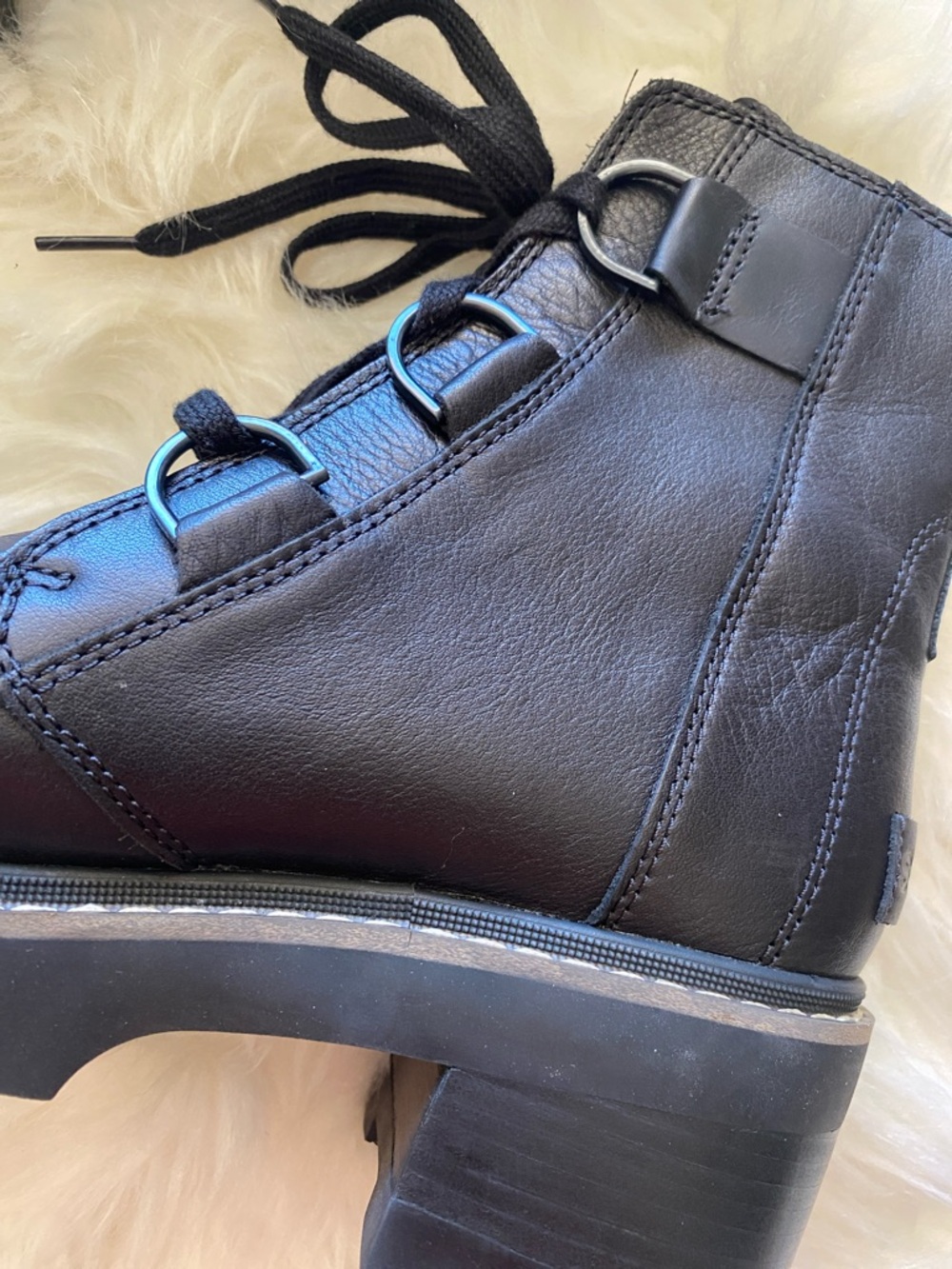 NEW Sorel Joan Now Waterproof Combat Boot Boots Lace Up Leather Black Size 10 - Picture 6 of 16